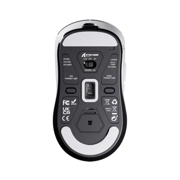 ATTACK SHARK X3 Wireless Gaming Mouse PAW3395 Superlight *White - Image 5