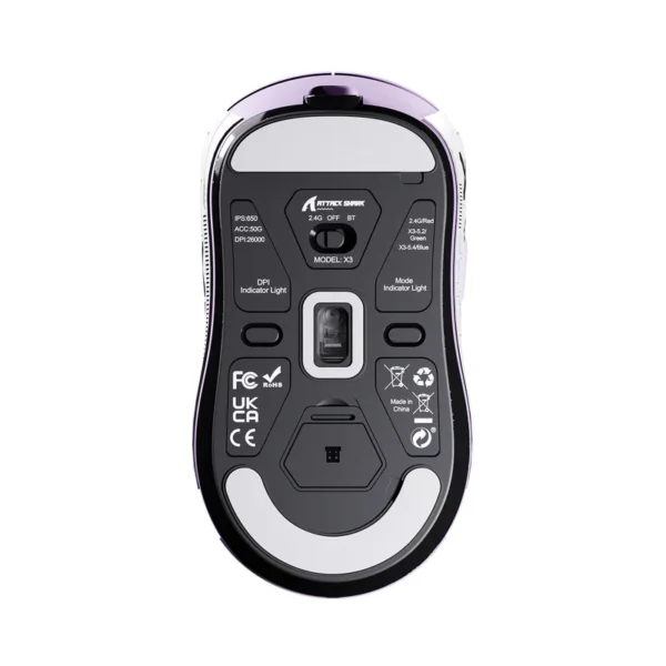 ATTACK SHARK X3 Wireless Gaming Mouse PAW3395 Superlight *Purple - Image 5